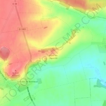 Topografische Karte Mont de Lawarde, Höhe, Relief