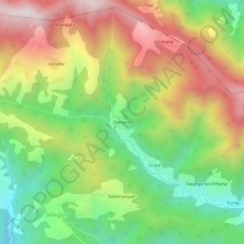 Topografische Karte Simgadi, Höhe, Relief