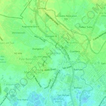 Topografische Karte Santa Rosa, Höhe, Relief