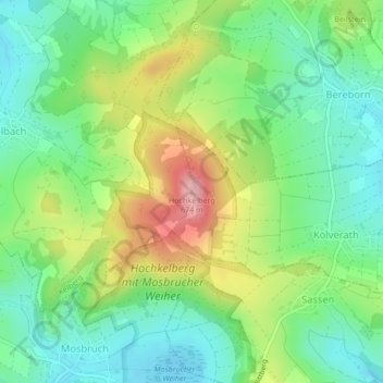 Topografische Karte Hochkelberg, Höhe, Relief