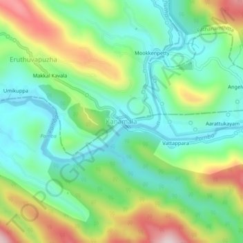 Topografische Karte Kanamala, Höhe, Relief