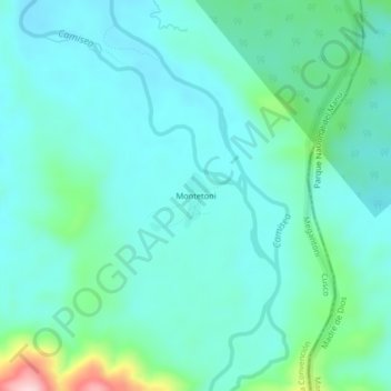 Topografische Karte Montetoni, Höhe, Relief