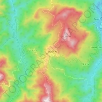 Topografische Karte Longding, Höhe, Relief