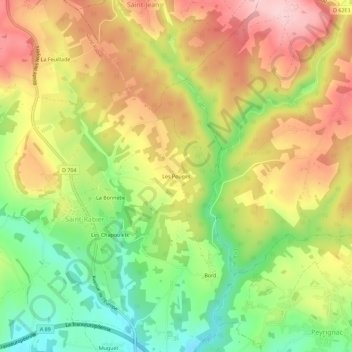 Topografische Karte Les Pouges, Höhe, Relief