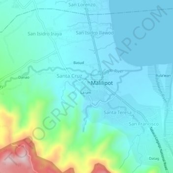 Topografische Karte Barangay 5, Höhe, Relief
