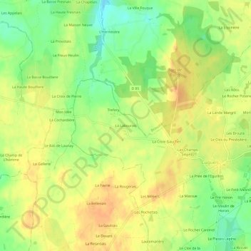 Topografische Karte La Labourais, Höhe, Relief