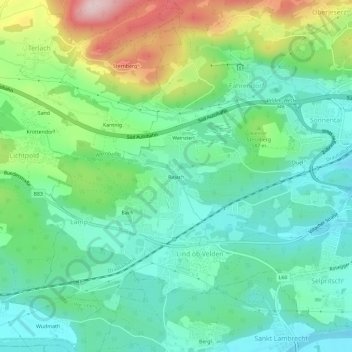 Topografische Karte Rajach, Höhe, Relief