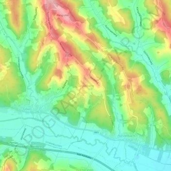 Topografische Karte Nestelberg, Höhe, Relief