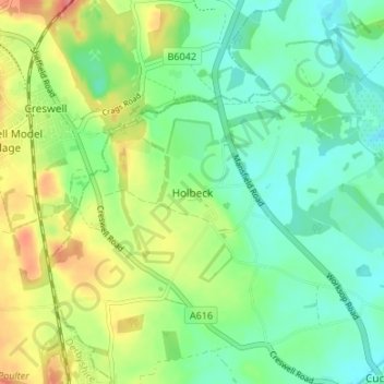 Topografische Karte Holbeck, Höhe, Relief