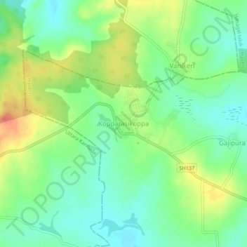 Topografische Karte Kopparasikoppa, Höhe, Relief