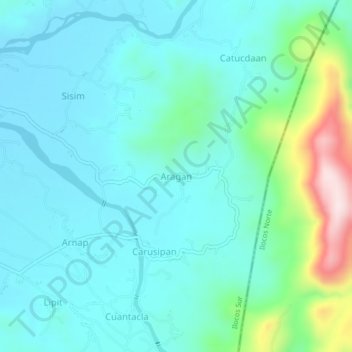 Topografische Karte Aragan, Höhe, Relief