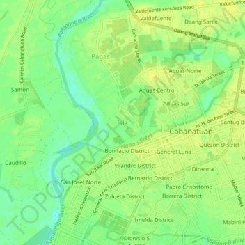 Topografische Karte Isla, Höhe, Relief