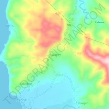 Topografische Karte Mayapay, Höhe, Relief