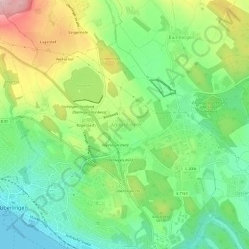 Topografische Karte Andelshofen, Höhe, Relief