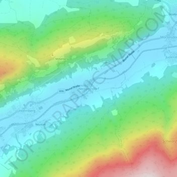 Topografische Karte Neggerndorf, Höhe, Relief