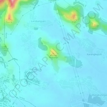 Topografische Karte Gunung Pangrango, Höhe, Relief