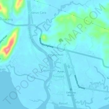 Topografische Karte Cagsalaosao, Höhe, Relief