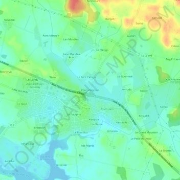 Topografische Karte Pont Malgouin, Höhe, Relief