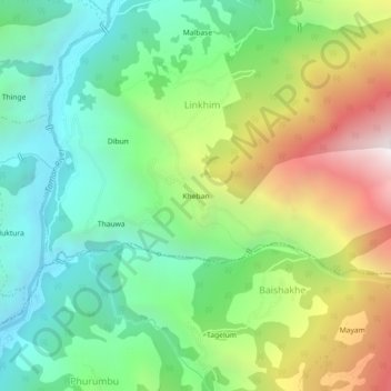 Topografische Karte Kheban, Höhe, Relief