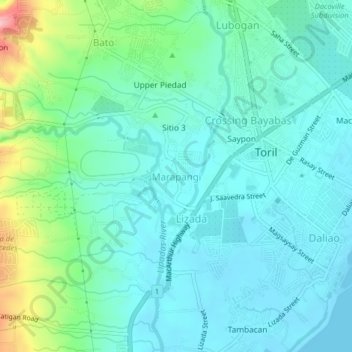 Topografische Karte Marapangi, Höhe, Relief