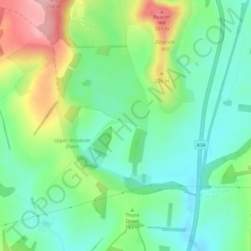 Topografische Karte Chapman's Dell, Höhe, Relief