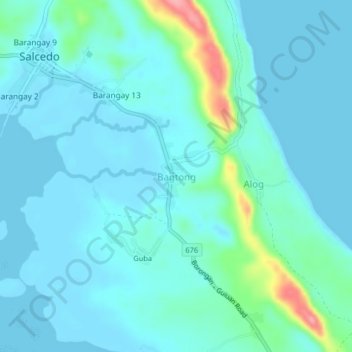 Topografische Karte Bagtong, Höhe, Relief