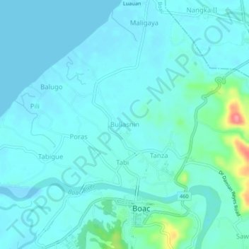 Topografische Karte Buliasnin, Höhe, Relief