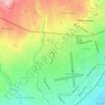 Topografische Karte Soweto, Höhe, Relief
