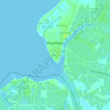 Topografische Karte Poblacion, Höhe, Relief