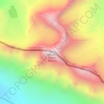 Topografische Karte Hazrati-Sulton, Höhe, Relief