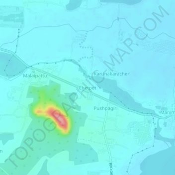 Topografische Karte Chetpet, Höhe, Relief