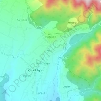 Topografische Karte Roorki, Höhe, Relief