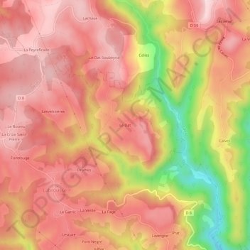 Topografische Karte Le Dat, Höhe, Relief