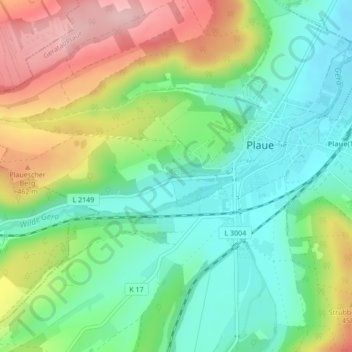 Topografische Karte Spring von Plaue, Höhe, Relief