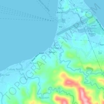 Topografische Karte Banga, Höhe, Relief