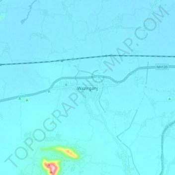 Topografische Karte Wazirganj, Höhe, Relief
