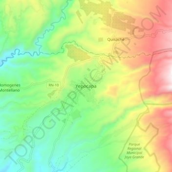 Topografische Karte Yepocapa, Höhe, Relief
