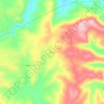 Topografische Karte Tocoy, Höhe, Relief