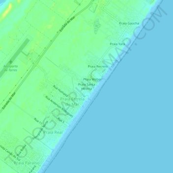 Topografische Karte Praia Santa Helena, Höhe, Relief
