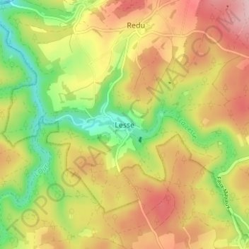Topografische Karte Lesse, Höhe, Relief