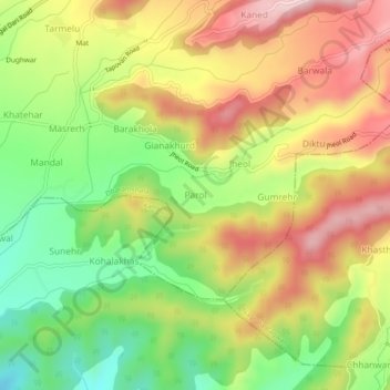 Topografische Karte Parol, Höhe, Relief