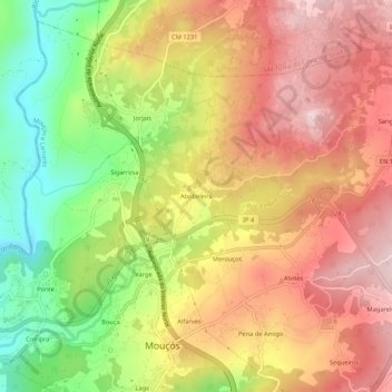 Topografische Karte Abobeleira, Höhe, Relief