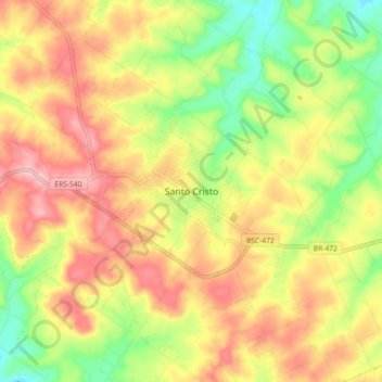 Topografische Karte Santo Cristo, Höhe, Relief