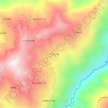 Topografische Karte Pinquiray, Höhe, Relief