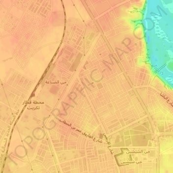 Topografische Karte تجمع حزب القلعة, Höhe, Relief
