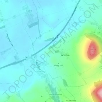 Topografische Karte Whorlton Castle, Höhe, Relief
