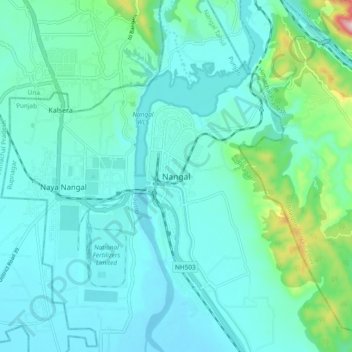 Topografische Karte Nangal, Höhe, Relief