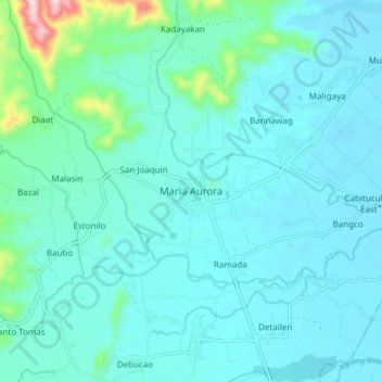 Topografische Karte Maria Aurora, Höhe, Relief