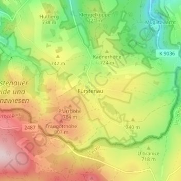 Topografische Karte Fürstenau, Höhe, Relief