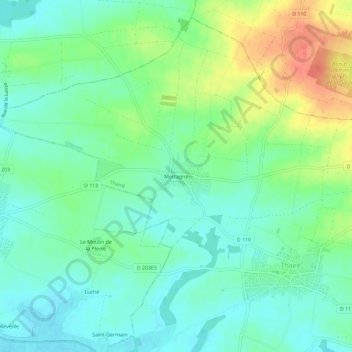Topografische Karte Mortagne, Höhe, Relief